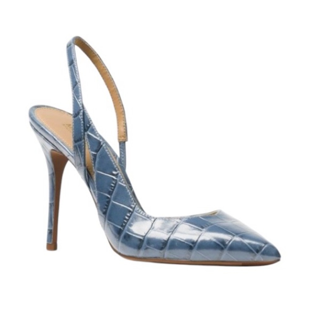 BRAND NEW WITHOUT BOX MICHAEL KORS ELIZA CROCODILE EMBOSSED PUMPS IN BLUE